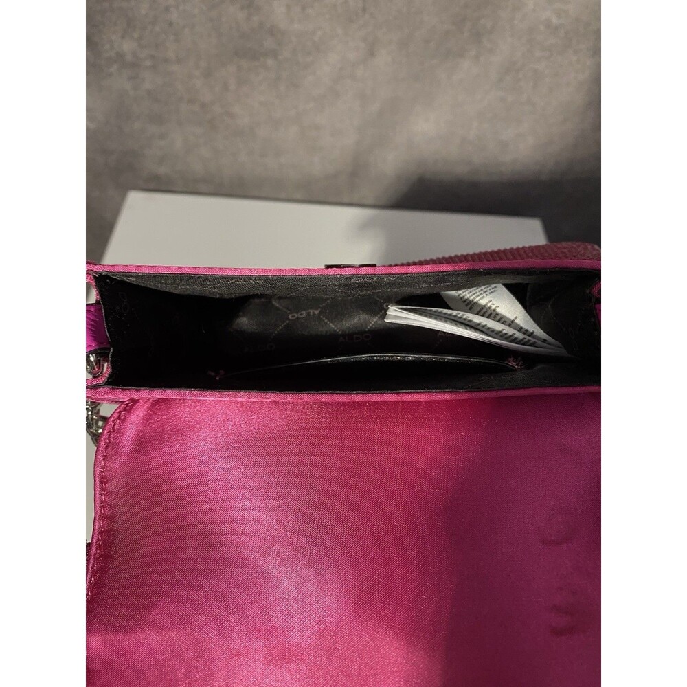ALDO Hot Pink Rhinestone Handbag Mini Top Handle Bag With Chain Crossbody Strap - Picture 10 of 14